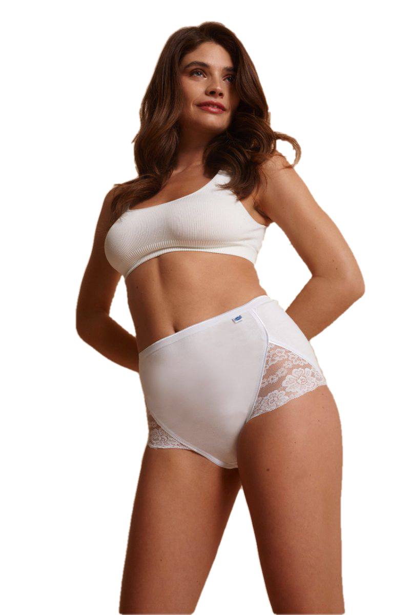 Snelly Culotte maxi vita alta con pizzo da donna cotone elastico s