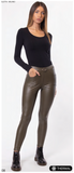 Leggings ecopelle felpato da donna coprente termico Eletta Milano EL14135 tasche
