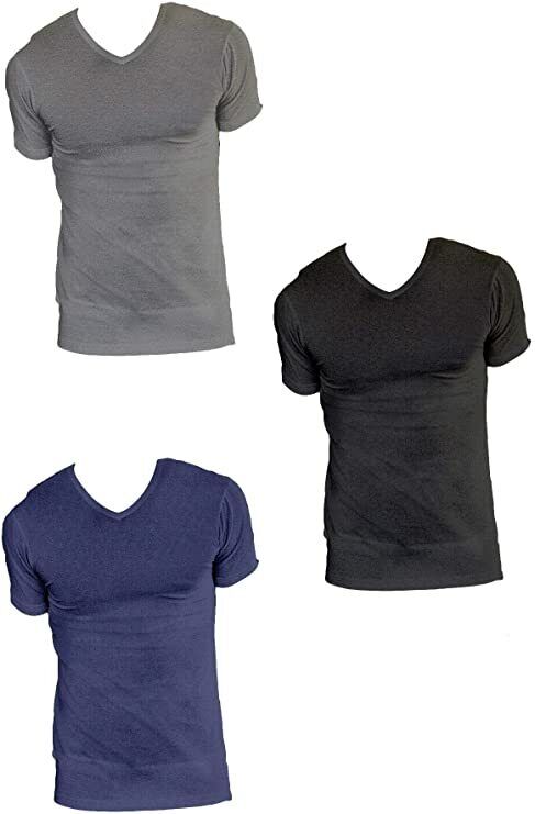 NOTTINGHAM 2 Pezzi Maglie Uomo Mezza Manica Scollo A V | Cotone Jersey | Taglie Forti Fino Al 5XL (Blu, 7/XXL)