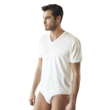 nottingham maglia scollo a V da uomo mezza manica corta lana cotone TV16 T shirt