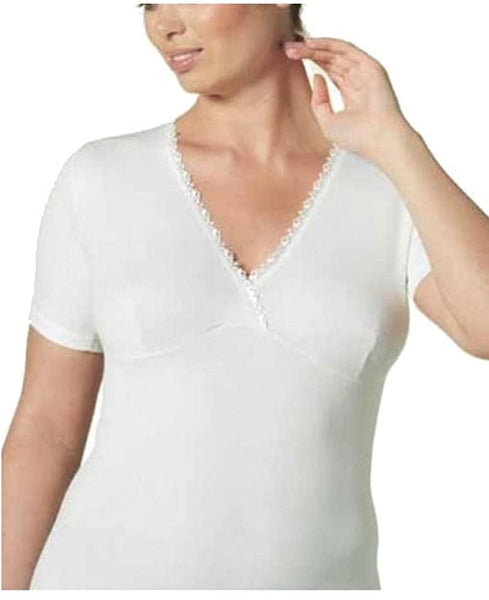 Nottingham - intimo donna mezza manica corta forma seno incrocio spalla larga lana cotone TM23W 
