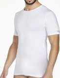 3 maglie t-shirts elasticizzate girocollo da uomo mezza manica cotone elastico Pierre Cardin PCU100