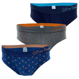 Pierre cardin - 3 Slip da uomo cotone elasticizzato con elastico esterno starfish