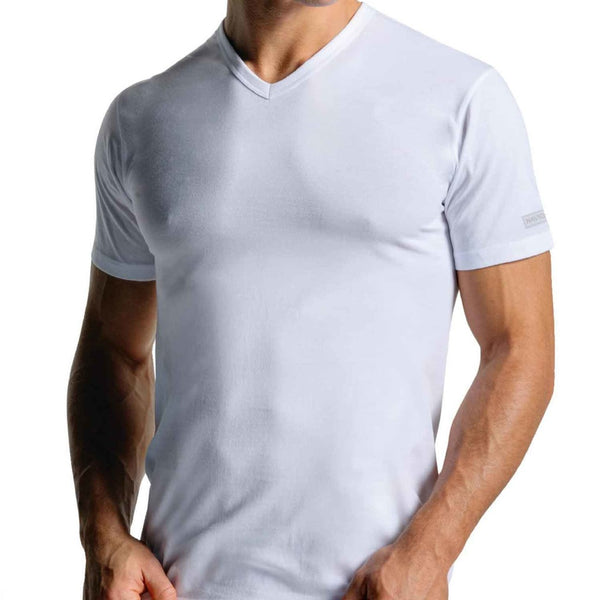 Navigare  - 3 maglie intime T-shirt con scollo a V da uomo mezza manica di cotone 512 collo punta