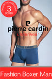 3 Boxer da uomo cotone elasticizzato con elastico esterno Pierre cardin placed
