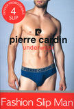 4 Slip da uomo cotone elasticizzato con elastico esterno Pierre cardin placed