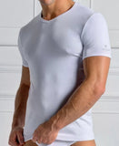 3 Maglie scollo a V da uomo mezza manica in cotone bielastico elastico Navigare