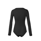 Body girocollo da donna a manica lunga in cotone elastico garzato Cotonella 3506