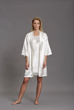 Kimono liscio manica lunga in raso effetto seta da donna Andra 862 vestaglia