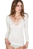 Maglia liscia manica lunga scollo V da donna in lana Madiva Agnese intima calda