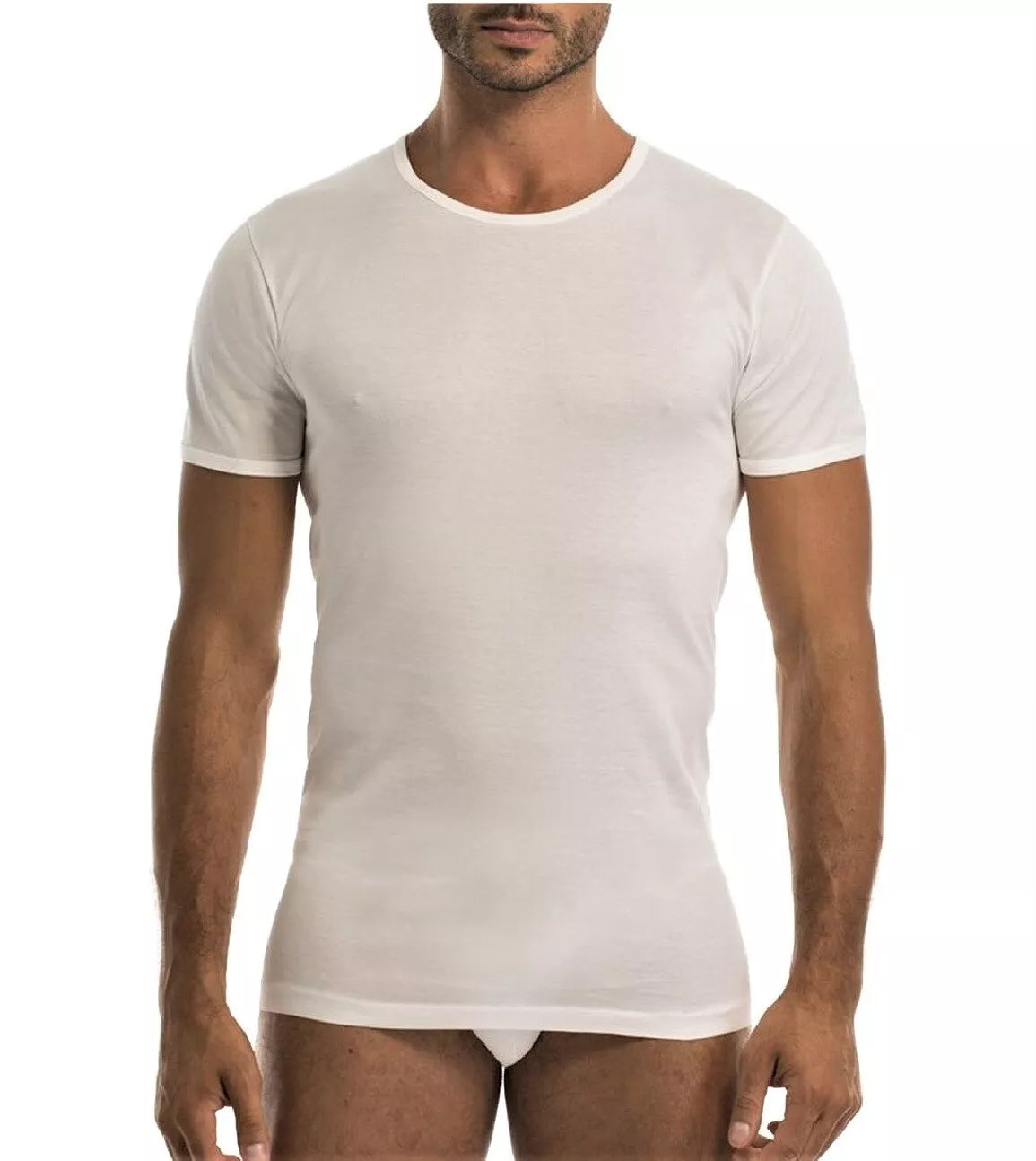 Canottiera Uomo Issimo 250 In Microfibra Elasticizzata – Mezza Manica Girocollo – Tinta Unita – Nuova Con Etichette