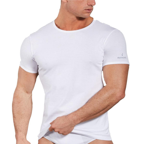 Navigare maglie elasticizzate intime t-shirt girocollo