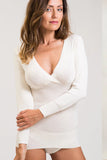 Maglia incrocio manica lunga da donna in misto lana Madiva Cortina intima caldo