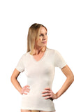 Maglia liscia mezza manica scollo a V da donna in lana Madiva Agnese intima