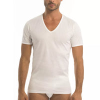 Maglia scollo a V da uomo mezza manica cotone filo di scozia T-shirt Garda 036