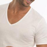 Maglia scollo a V da uomo mezza manica cotone filo di scozia T-shirt Garda 036