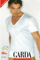 Maglia scollo a V da uomo mezza manica cotone filo di scozia T-shirt Garda 036