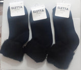 Eletta Milano calzini corti  morbidi da donna calze in fleece  con risvolto caldi neri