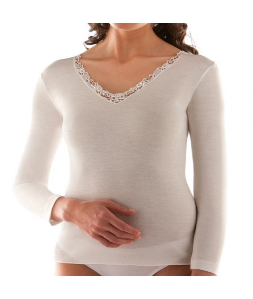 Liabel Liabel women s long sleeved underwear shirt in cotton wool 05 Intimo biancheria e merceria Perdifumo