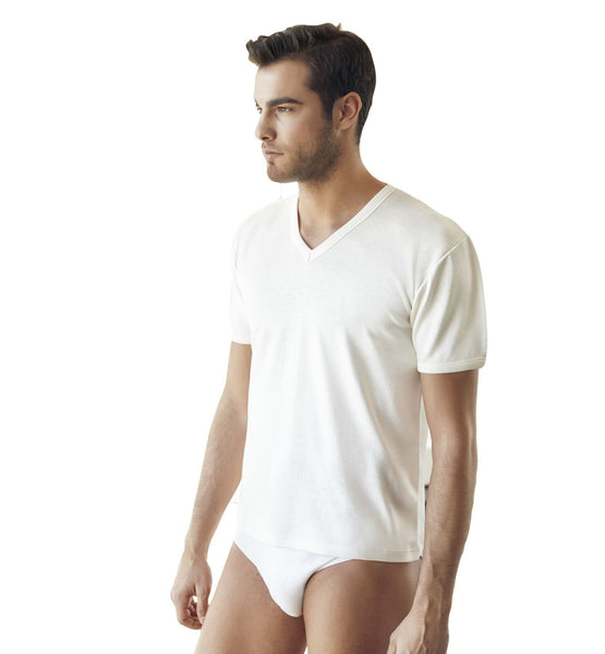 Nottingham Maglia intima scollo a V da uomo mezza manica corta