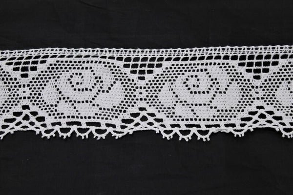 10 metri pizzo cotone art. 2751 altezza 8 cm passamaneria merletto ricamo nastro smerlato tipo uncinetto traforato fiore