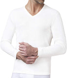 Nottingham - Men's long-sleeved V-neck sweater in wool and cotton TL18V 