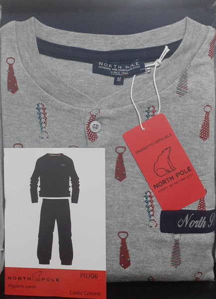 Il Granchio Pigiama uomo GP344 lungo in cotone tinta unita blu denim Il Granchio Pigiama uomo GP344 lungo in cotone tinta unita blu denim