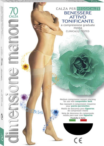 Calza per reggicalze riposanti 70 denari compressione media mmHg