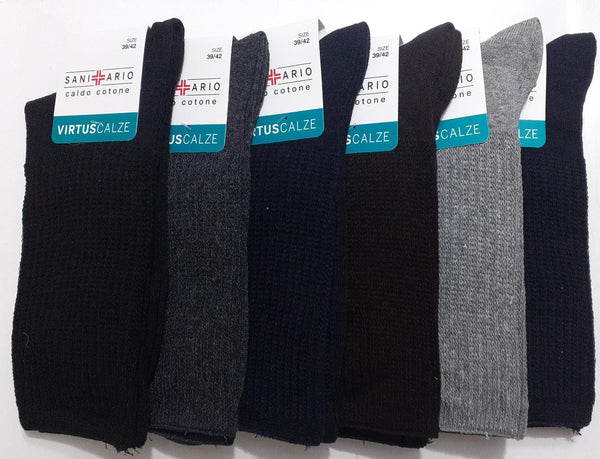 6 Paia Di Calzettoni Uomo Ciocca Lunghi Peso Medio In Pura Lana A Costa Media 8300333944241 - Foto 4